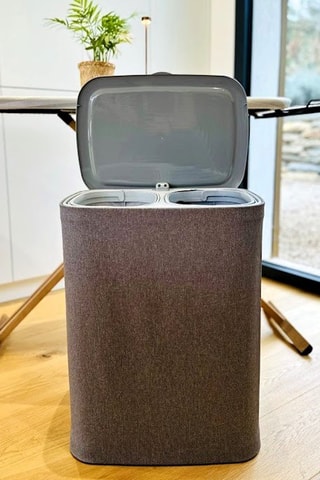 Cesto pieghevole per bucato con separatore - 50 l - Grigio