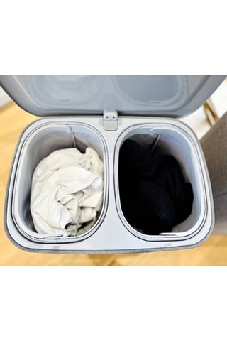 Cesto pieghevole per bucato con separatore - 50 l - Grigio