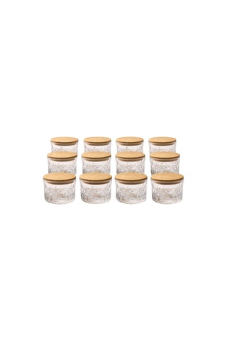 12 recipientes de cristal con tapa de bambú - 26 cl