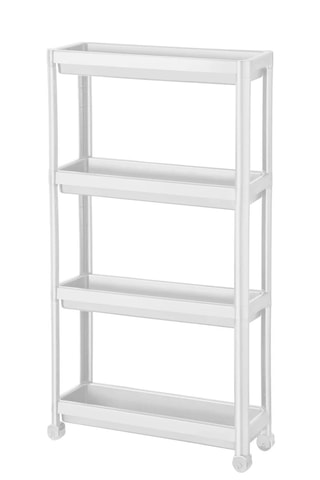 Mesa auxiliar con ruedas - 4 cestas - Blanco