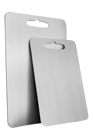 2 tablas para cortar de acero inoxidable - 24 x 34 cm y 15 x 25 cm