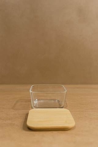 4 fiambreras de cristal con tapas de bambú - 30 cl