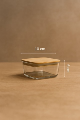 4 fiambreras de cristal con tapas de bambú - 30 cl