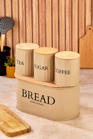 4 recipientes con tapas de madera