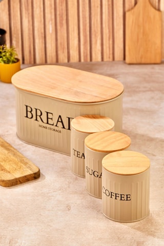 4 recipientes con tapas de madera