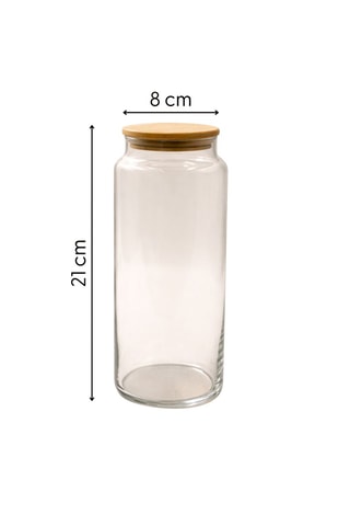 6 recipientes de cristal con tapas de bambú - 140 cl