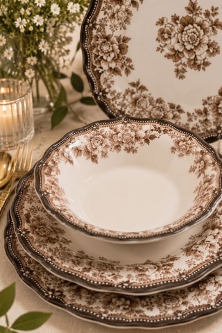 Vajilla de porcelana Velour Brown Fulya - 24 piezas