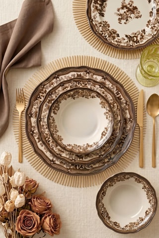 Vajilla de porcelana Velour Brown Fulya - 24 piezas