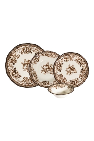 Vajilla de porcelana Velour Brown Fulya - 24 piezas