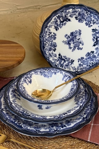 Vajilla de porcelana Velour Navy Blue Fulya - 24 piezas