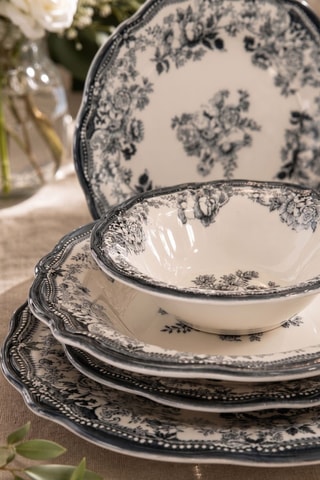 Vajilla de porcelana Velour Anthracite Fulya - 24 piezas