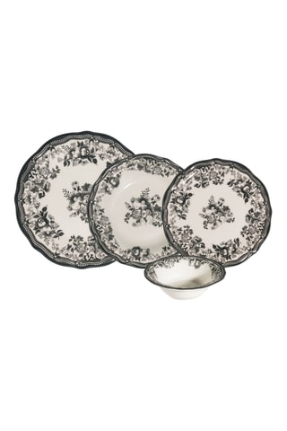 Vajilla de porcelana Velour Anthracite Fulya - 24 piezas