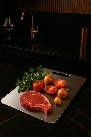 Tabla para cortar de acero inoxidable Davet - 33 x 25 cm