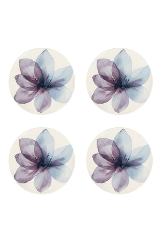 4 platos de postre de porcelana Fleur Blue - 22 cm