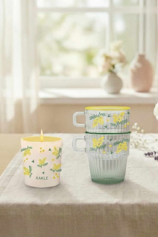 Taza y vela Mimosa - 3 piezas