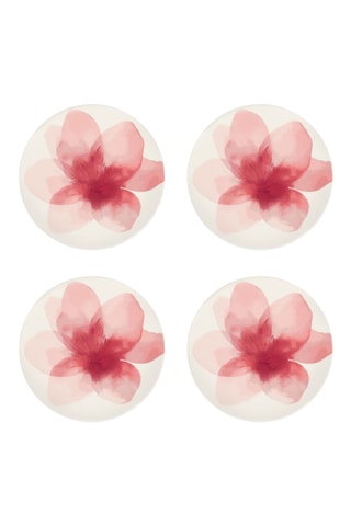 4 platos de postre de porcelana Fleur Pink - 22 cm