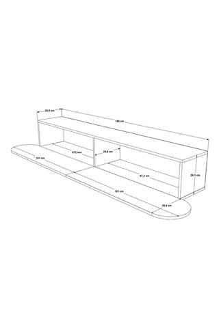 Meuble TV 2 abattants Lum - 160 x 29,5 x 29,5 cm