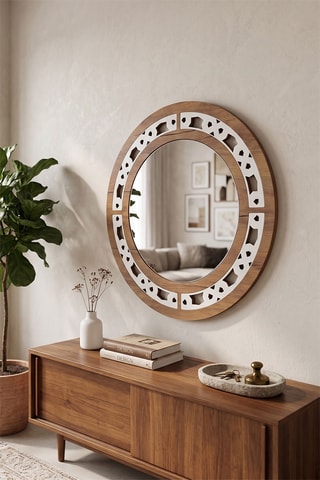 Miroir - 58 x 58 x 0,8 cm - Bois - 