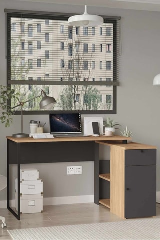 Bureau d'angle  - Gris - 129,8 x 75 x 90 cm