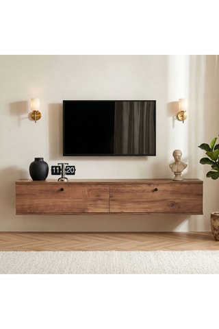 Meuble TV murale 2 abattants - 140 x 25 x 25 cm