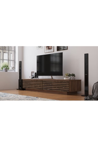 Meuble TV 2 abattants en chêne  - 180 x 35 x 40 cm