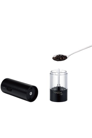 Dos molinillos eléctricos de sal y pimienta de cerámica con base - 3 piezas