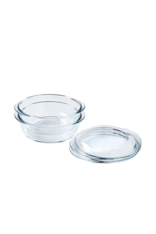 2 cocotte rotonde in vetro borosilicato Pyrex 4 in 1 - 21 x 18 cm - 1 l