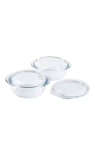 Pack de 2 recipientes redondos de vidrio de borosilicato Pyrex 4 en 1 - 24 x 20 cm - 1,6 l