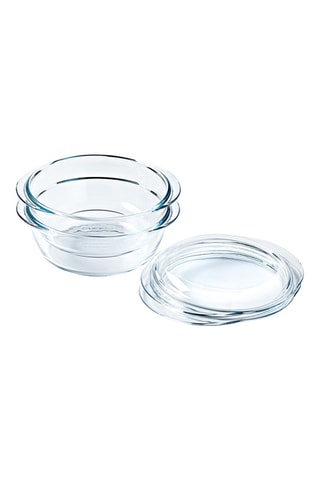 Pack de 2 recipientes redondos de vidrio de borosilicato Pyrex 4 en 1 - 24 x 20 cm - 1,6 l