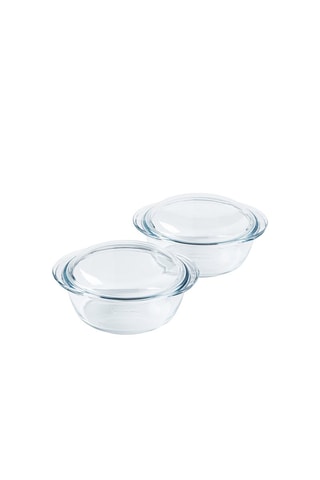 Pack de 2 recipientes redondos de vidrio de borosilicato Pyrex 4 en 1 - 24 x 20 cm - 1,6 l