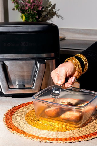Base quadrata con manico per Air Fryer in vetro borosilicato - 2,1 l