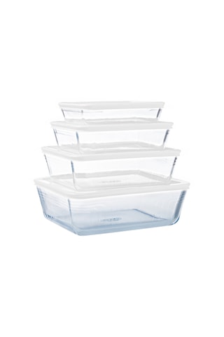 4 contenitori salvafreschezza rettangolari in vetro borosilicato Cook & Freeze - Da 0,8 a 4 l