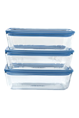 3 contenitori salvafreschezza in vetro con coperchi Zero Plastic - 22 e 17 cm - 1,5 l