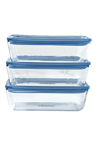 3 contenitori salvafreschezza in vetro con coperchi Zero Plastic - 19 x 14/24 x 19/22 x 17 cm - 0,8/1,5/2,6 l