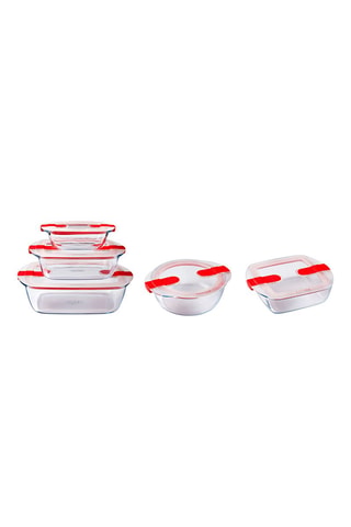 5 contenitori salvafreschezza in vetro borosilicato con coperchi Cook&Heat - 40 cl-2,5 l