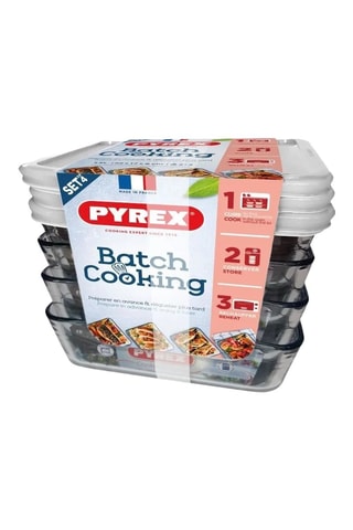 4 contenitori salvafreschezza rettangolari in vetro borosilicato Cook & Freeze Batch Cooking - 4 x 1,5 l