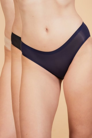 3 cuecas Muguet Preto, azul-marinho e nude - Audace