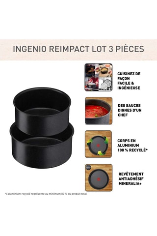 2 casseroles et 1 manche amovible Ingenio Reimpact  - 16/20 cm