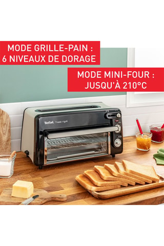 Grille-pain et mini-four 2-en-1 Toast n'Grill -1300 W - Noir et argenté
