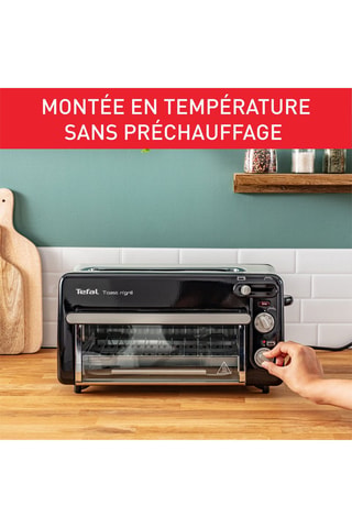 Grille-pain et mini-four 2-en-1 Toast n'Grill -1300 W - Noir et argenté