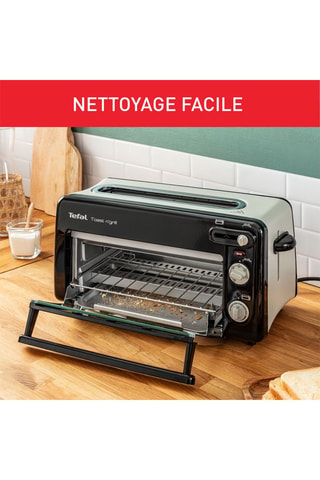 Grille-pain et mini-four 2-en-1 Toast n'Grill -1300 W - Noir et argenté