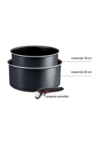2 casseroles Ingenio So'Light et 1 manche amovible - 18 et 20 cm