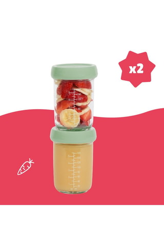 2 fiambreras de cristal con tapas sin BPA - 22 cl - Desde recién nacido