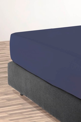 Katoensatijnen Hoeslaken 80 Draad/cm² Uni - Marineblauw