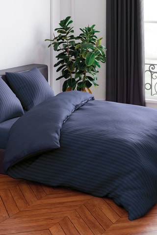 2 Katoensatijnen Kussenslopen 80 Draad/cm² Dobby - Donkerblauw