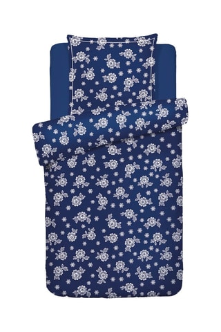 Katoensatijnen Overtrekset - 80 draad/cm² - Blauw
