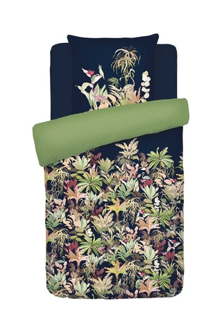 Katoensatijnen Overtrekset 80 Draad/cm² Miami - Donkerblauw en Lichtgroen