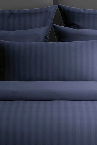 Katoensatijnen Laken 80 Draad/cm² Dobby Stripe Woven - Donkerblauw