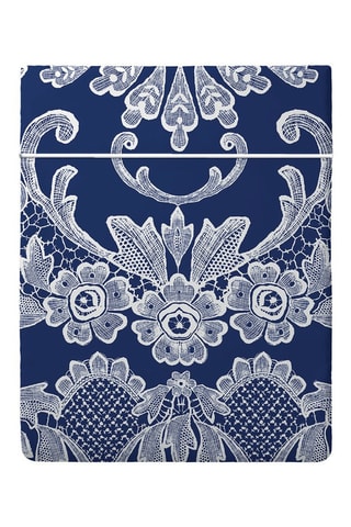 Katoensatijnen Laken 80 Draad/cm² Passementerie - Marineblauw