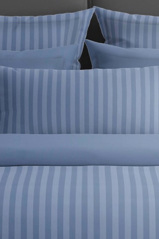 Katoensatijnen Laken 80 Draad/cm² Dobby Stripe Woven - Marineblauw